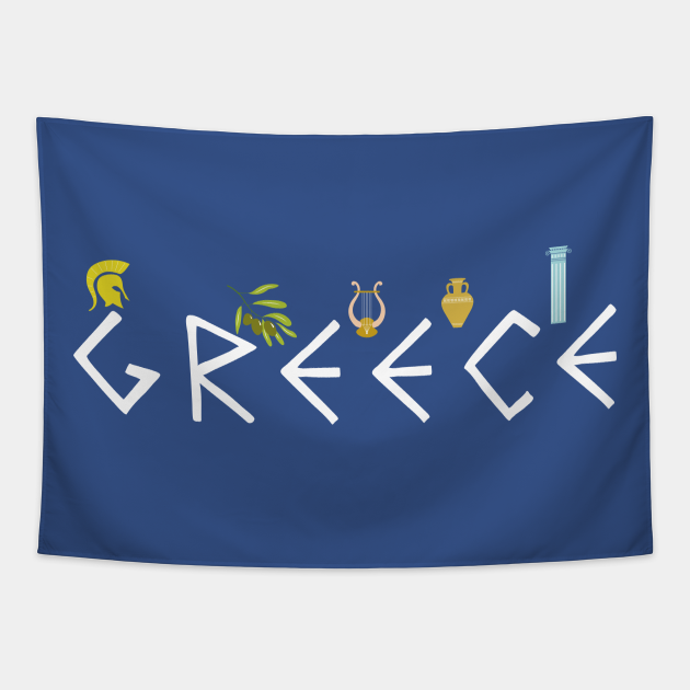 Greece word Greece Tapestry TeePublic