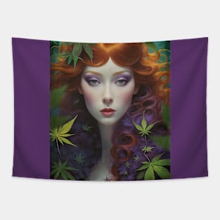 Celtic Redhead With Cannabis Leaves Tapestry