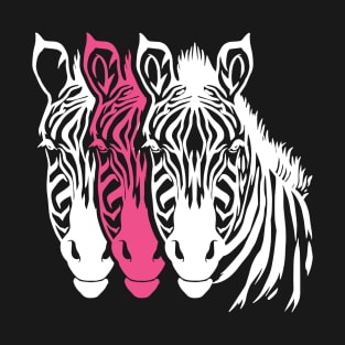 White And Pink Zebra Heads T-Shirt