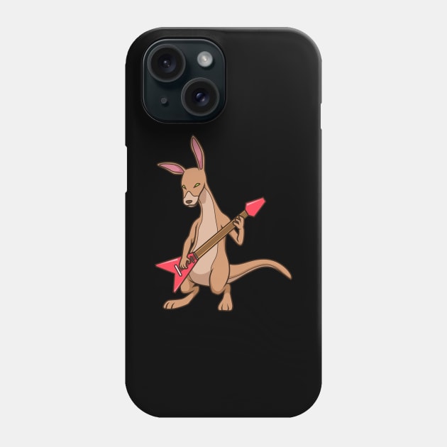 Comic kangaroo playing electric guitar Phone Case by Modern Medieval Design