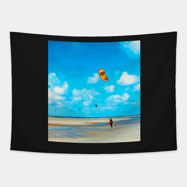 Lonely Kite Beach No. 1 Tapestry by asanaworld