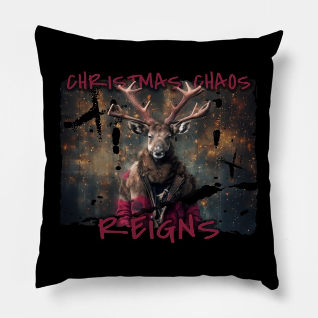 Funny Christmas  Design with quote Christmas Chaos Reign Design Pillow by FelippaFelder