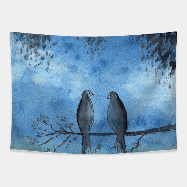 Two little birds Tapestry by Aidi Riera