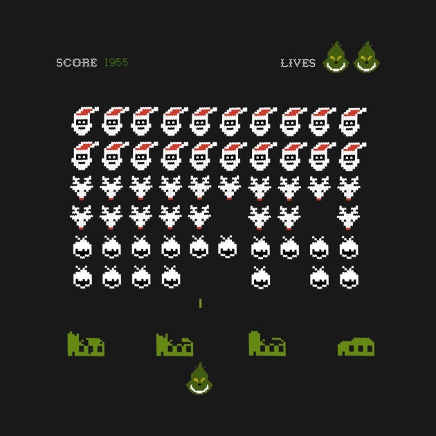 Space Invader Grinch Version - Funny Christmas by igzine