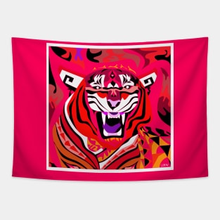 tiger in flames from lunar new year in china art Tapestry