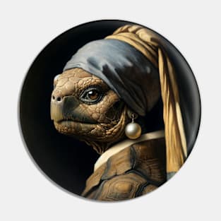 Wildlife Conservation - Pearl Earring Galapagos Tortoise Meme Pin