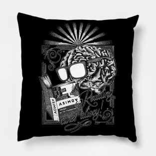 Reading cures idiocy! - Black version Pillow