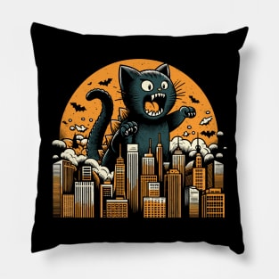 Cute Catzilla Vintage Design Pillow