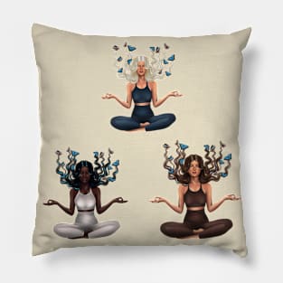 Girls meditating Pillow