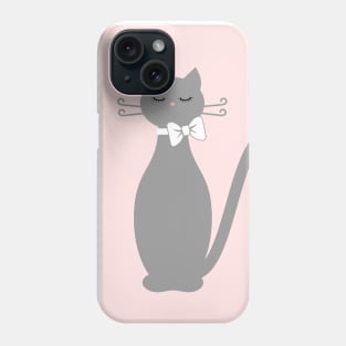 Gray Cat with Ribbon Phone Case