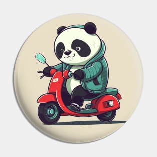 Funny panda riding scooter Pin