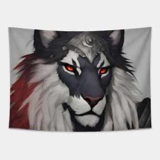 Fantasy lion red and black Tapestry