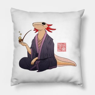 Axolotl Philosopher With Bubble Pipe Pillow