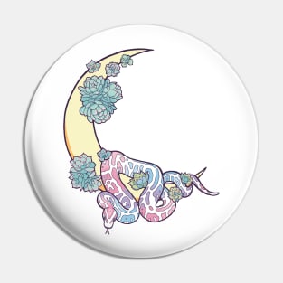 pastel princess ball python snake hanging off the moon design Pin