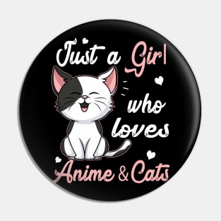 Anime and Cats Lover for Teen Manga kawaii Graphic Otaku Pin