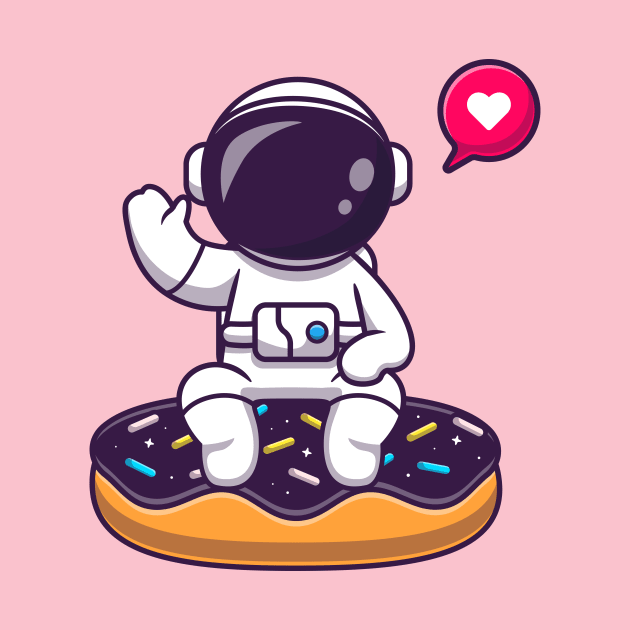 Cute Astronaut Sitting On Doughnut Space Cartoon by Catalyst Labs