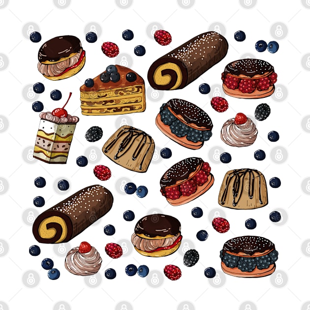 Seamless Pattern Sweet Cakes by Mako Design 