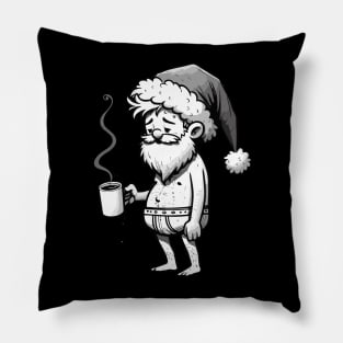 tired Santa Claus with coffee Pillow