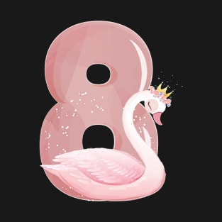 Princess 8th Birthday Swan 8 Year Old Girl T-Shirt