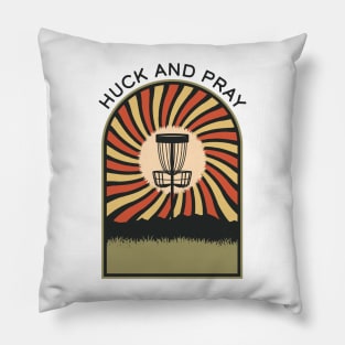 Huck and Pray | Disc Golf Vintage Retro Arch Mountains Pillow