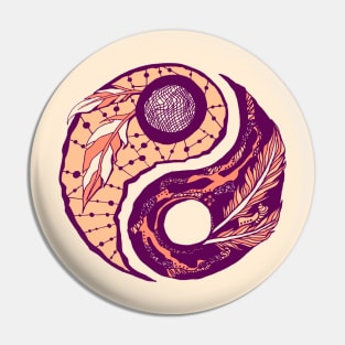 Peach Feathers Yin Yang Pin