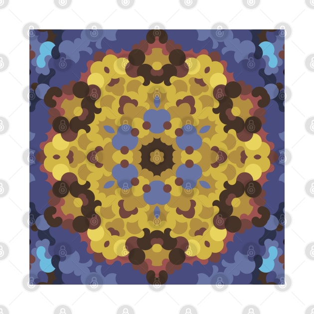 Retro Mandala Flower Yellow and Blue by WormholeOrbital