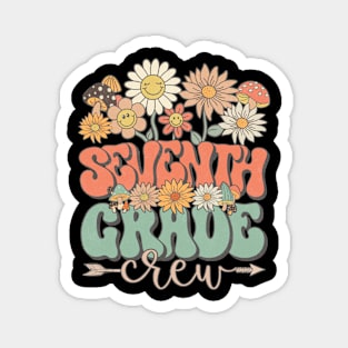 Back To School Retro Groovy Wildflower Seventh Grade Crew Funny Teacher Girls Magnet