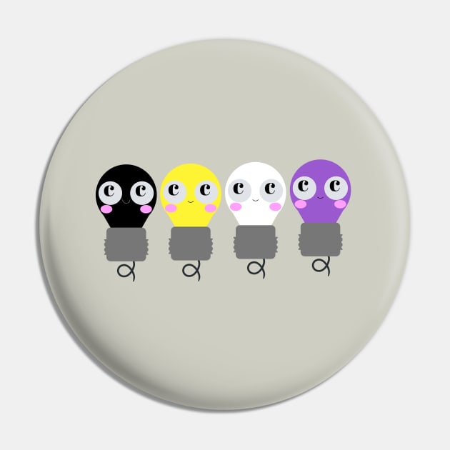 Nonbinary Light Bulbs LGBTQ Cute Quirky Pride Pin by luxandbaulb