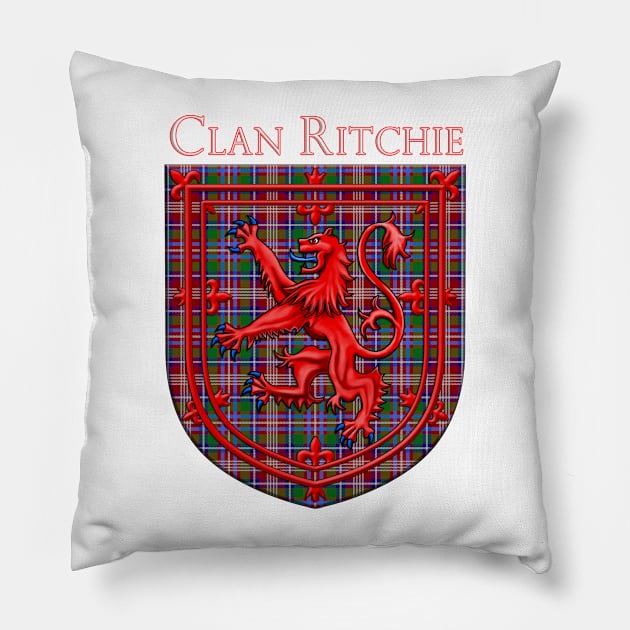 Ritchie Tartan Scottish Plaid Lion Rampant Pillow by CelticFlame