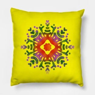 Indian Traditional Phulkari Art of Embroidery from Punjab in Digital Watercolors GC-126-03 Pillow