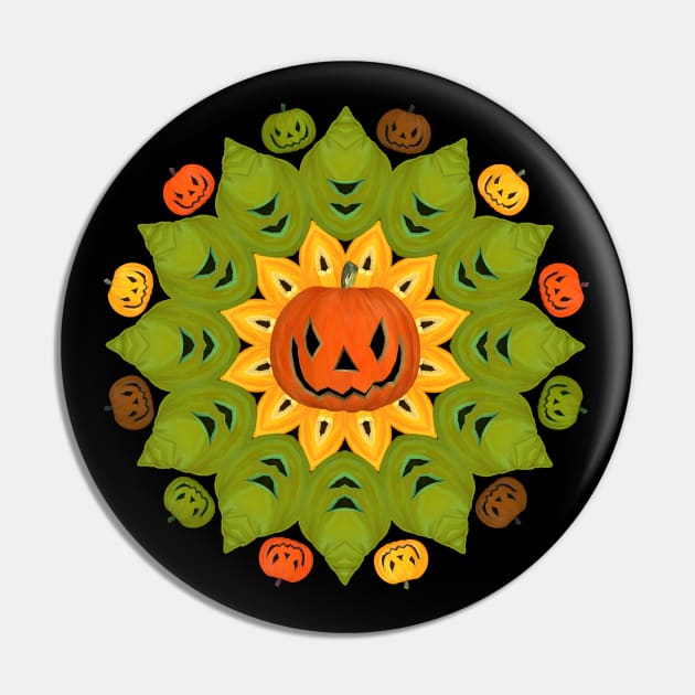 Jack-O-Lantern Halloween Flower Pin by 2HivelysArt