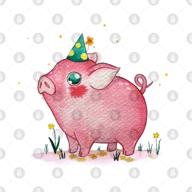 Birthday Piggie by Hana Nekrep Art
