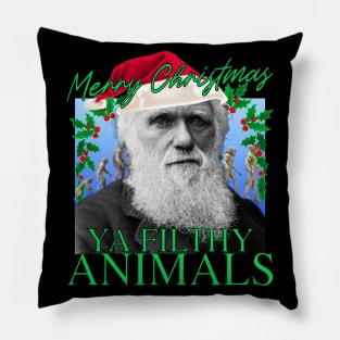 Merry Christmas Ya Filthy Animals - Charles Darwin Santa Pillow