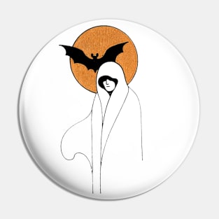 Mysterious Ghostly Women and Bat Pin