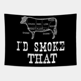 Funny Barbeque Gift I'd Smoke That Cow BBQ Grill Chef Gifts Tapestry