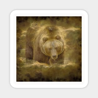 Grizzly Bear Animal Wildlife Forest Nature Adventure Hunt Spotlight Digital Painting Magnet