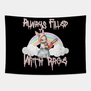 Always Filled With Rage Vintage Chainsaw Bunny Pastel Goth Tapestry