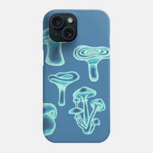 Psychedelic Teal Mushrooms Sticker Pack and All Over Print Phone Case
