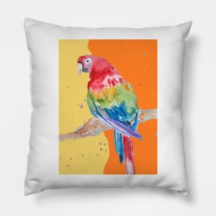 Parrot Watercolor Painting Macaw - Yellow Orange Pillow