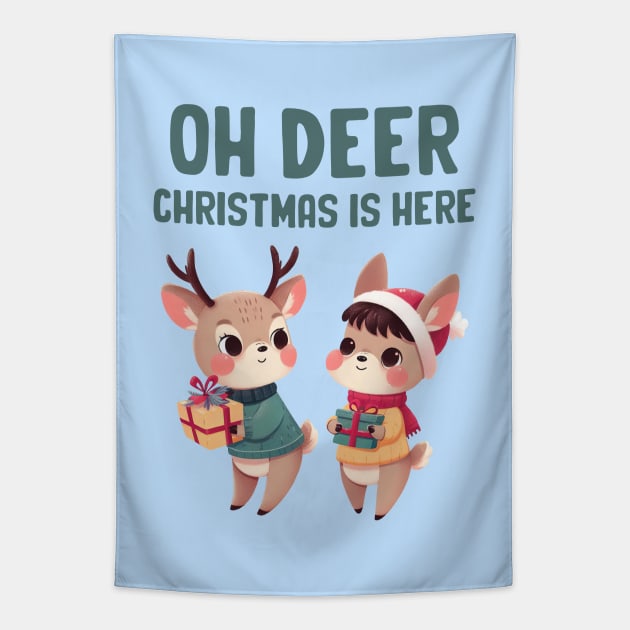 Oh Deer Christmas is Here Tapestry by Takeda_Art