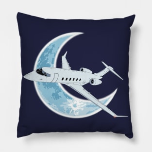 Bombardier Challenger 350 Jet Crescent Moon Night Flight Pillow