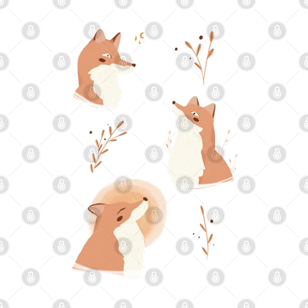 Three foxes by Akikodraws