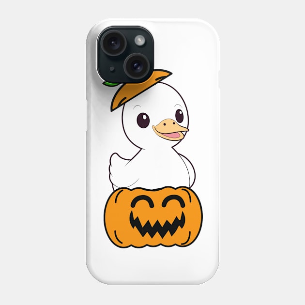 Cute Fat duck is in a pumpkin Phone Case by Pet Station