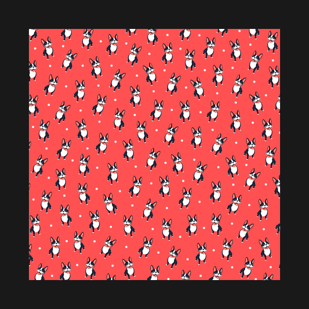 Cute Boston Terrier Pattern Red by esturgeo