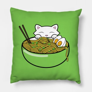 Ramen noodle soup in a green bowl Pillow