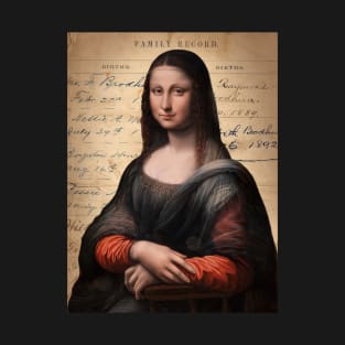 Mona on Antique Journal Page Famous Painting Collage T-Shirt