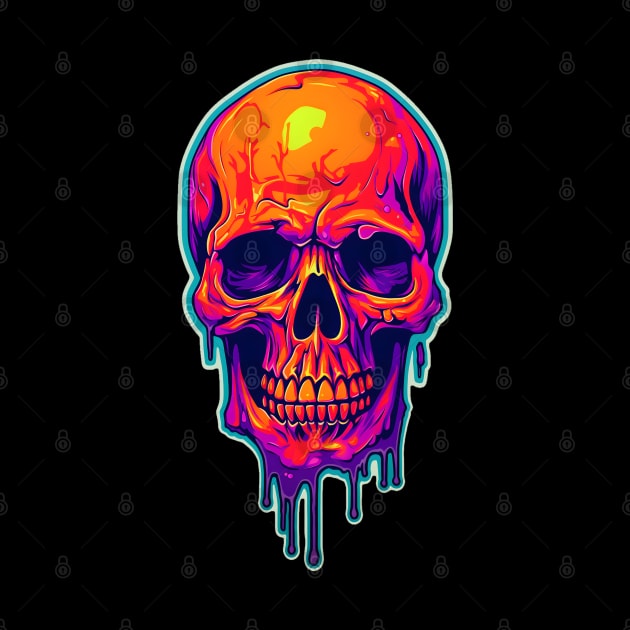 Neon Dripping Skull by Rowdy Designs