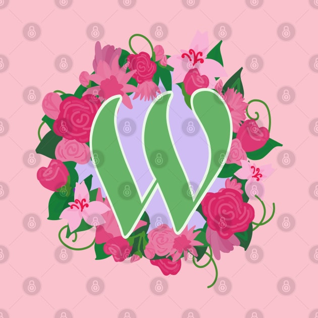 Monogram W, Personalized Floral Initial by Bunniyababa