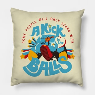 Learn With Aggression Kick In The Balls White BG Pillow