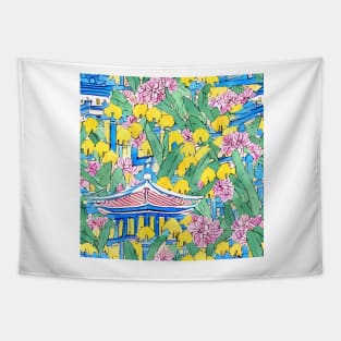 Pagodas and daffodils Tapestry